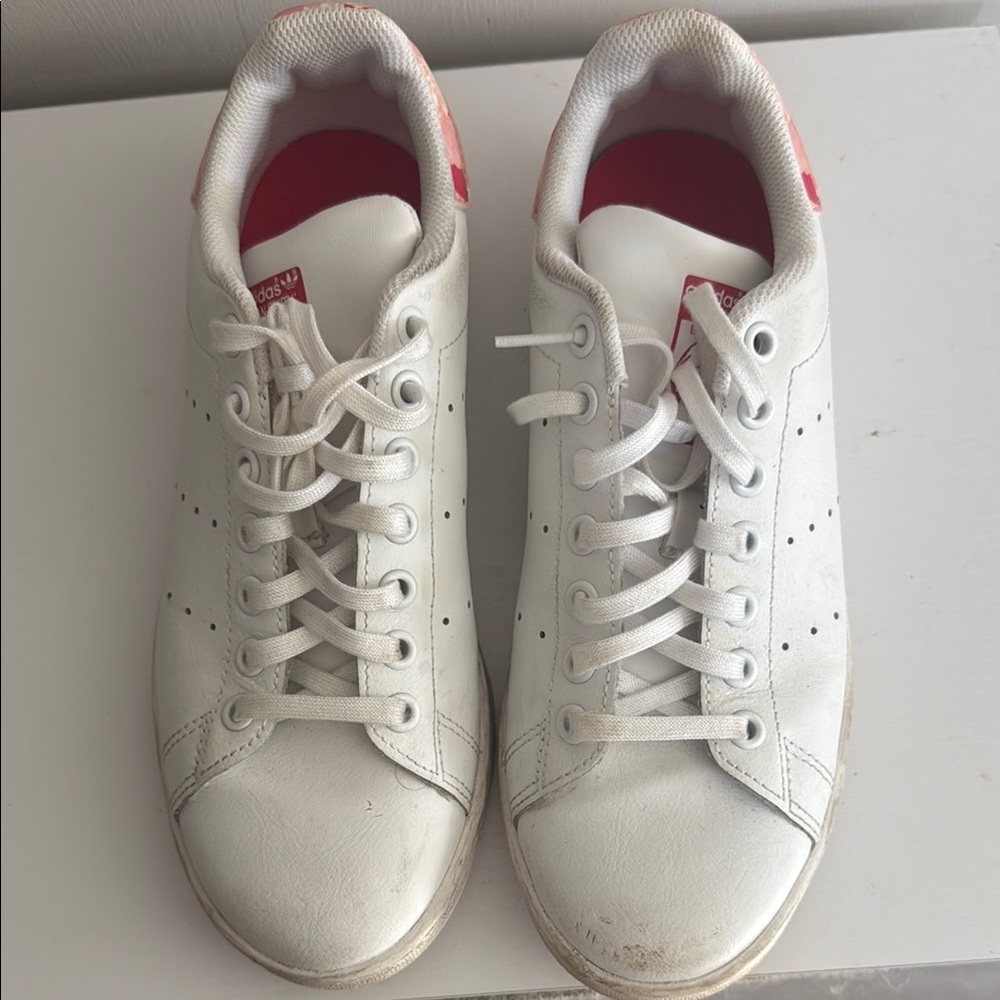 Adidas White Sneakers with Red Accents
